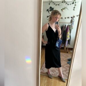 Classic and Timeless Black Midi Everlane Wrap Dress